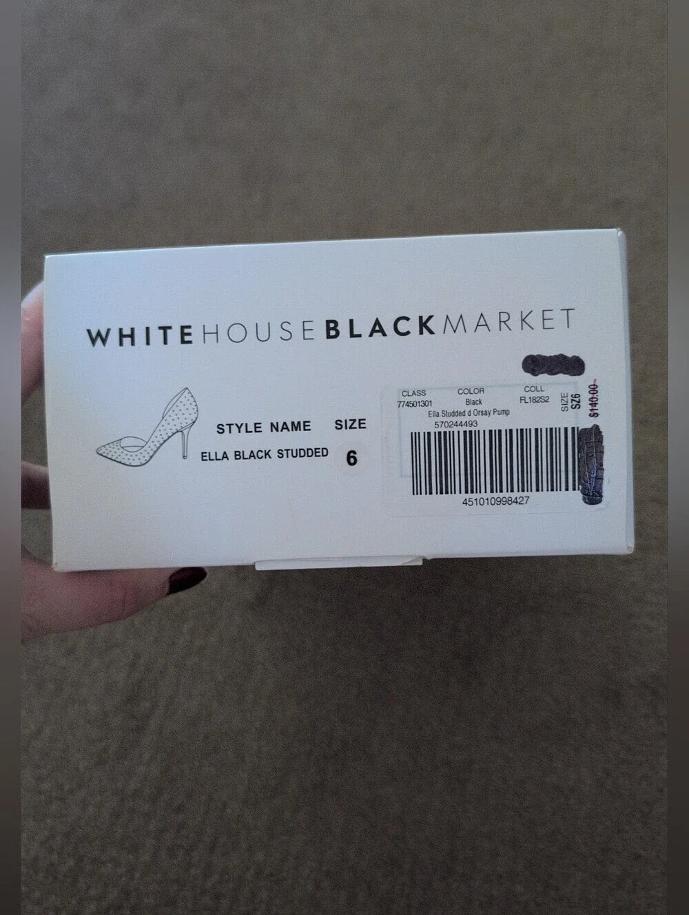 White House Black Market Ella Black Studded Heels/ Pumps